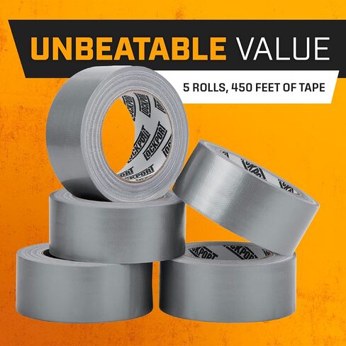 Lockport Duct Tape Heavy Duty Waterproof - 30 Yards x 2 Inch - 12 Roll Pack Silver Duct Tape Bulk Pack - No Residue, Flexible, Strong, All-Weather and Easy Tear - Grey Heavy Duty in Saudi Arabia