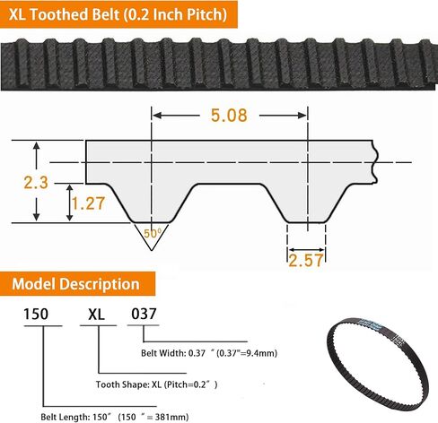 حزام توقيت 140XL، عرض 3/8 بوصة، مسافة 0.2 بوصة، طول 14 بوصة، 140XL037 أحزمة محرك صناعية مطاطية بحلقة مغلقة، حزام ميكانيكي متنوع، حزام بديل للملحقات، حزام مخرطة، قطعتان in Kuwait