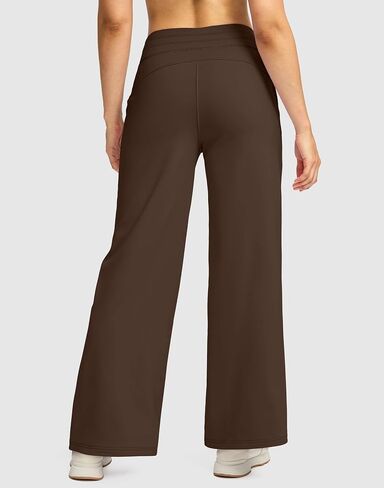 SANTINY Women's Fleece Wide Leg Sweatpants 29" Straight Leg Lined Pants Casual Lounge Winter Warm Sweat Pants with Pockets in Saudi Arabia