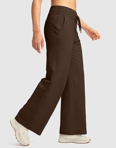 SANTINY Women's Fleece Wide Leg Sweatpants 29" Straight Leg Lined Pants Casual Lounge Winter Warm Sweat Pants with Pockets in Saudi Arabia