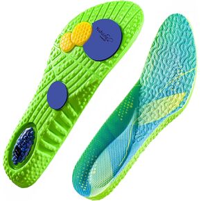 Air Cushion Support Sports Insole High Elasticity Shock Absorption Sweat Standing for A Long Time Do Not Get Tired, Ultra-Soft and Comfortable Insoles (Green,Men 9.5-10.5 Women 12.5-13：285mm)