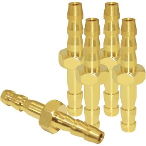 Joywayus Brass Hose Barb 1/8" Hex Union Brass Hose Fitting Water/Fuel/Air (Pack of 5)