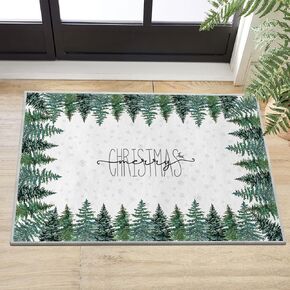 Artoid Mode Green Pine Tree Merry Christmas Area Rug, Xmas Winter Home Decor Low-Profile Non-Slip Washable Door Mat for Entryway Bedroom Living Room Laundry Room Indoor 2x3 Feet