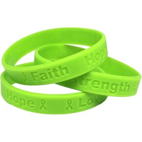 50 Lime Green Ribbon Awareness Bracelets 100% Medical Grade Silicone Bracelet - Latex and Toxin Free (50 Bracelets) Support Muscular Dystrophy, Lyme Disease, Lymphoma, Muscular Dystrophy,