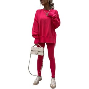 HBER Sweatshirt and Leggings Set for Womens 2 Piece Outfits Oversized Sweatshirt Skinny Pants Tracksuit Yoga Outfit