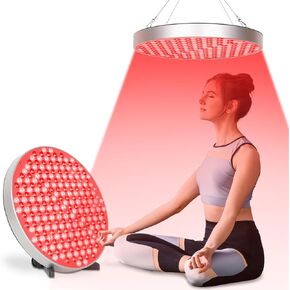 Red Light Therapy Lamp, LED Panel with Stand, Deep 660nm and Near Infrared 850nm Light Combo, Red Light Therapy Device for Body and Face, Skin Beauty, Pain Relief of Muscles and Joints(Round)
