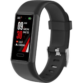 Fitness Tracker, Cloudpoem Fitness Watches for Men Women with 24/7 Heart Rate Monitor Sleep Tracker Step/Calorie Counter Stopwatch Pedometer IP68 Waterproof (Black)