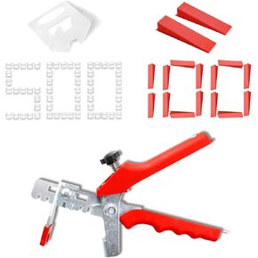 Tile Leveling System 1/8", 500 Pcs Tile Spacers Clips, 100 Pcs Reusable Wedges and 1 Pc Tile Plier, Tile Spacers Leveling System for Stone and Tile Installation