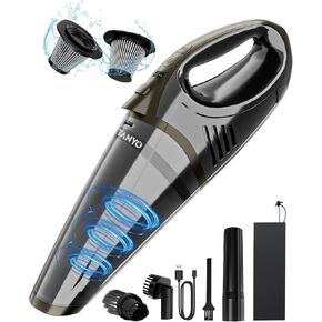 TANYO Handheld Vacuum Cordless Rechargeable, Car Vacuum Cleaner Portable 15KPA Strong Suction, Hand Held Vacuum Brushless 5 in1 with LED Lights, Small Vacuum 120W for Car, Home, Office, Pet, Dust