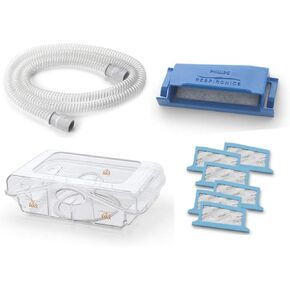 حزمة مستلزمات Philips Respironics Dreamstation Cpap وBIPAP - أنبوب CPAP القياسي - 15 مم (الكمية-1)/خزان المياه (الكمية-1)/فلتر حبوب اللقاح القابل لإعادة الاستخدام (الكمية-1)/المرشحات فائقة الدقة للاستعمال مرة واحدة (الكمية-6)