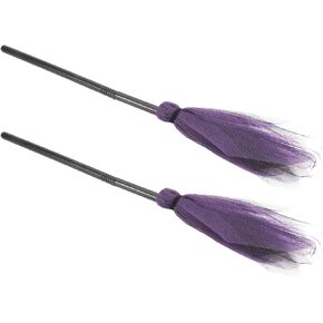 Sewroro 2pcs Halloween Witch Broom Plastic Broom Witch Broomstick Halloween Animated Moving Witches Broom Cosplay Accessory (Random Color)