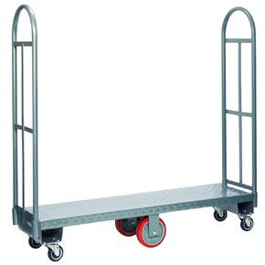 300-60D-PU U-Boat Utility Cart, Single Platform, 16" x 60" Deck, Steel Frame, Anti-Skid Diamond Plate Steel Deck, 2000 lbs. Capacity, for Commercial Use