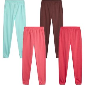 Real Love Girls' Sweatpants - 4 Pack Basic Solid Active Fleece Joggers (Size: 7-16)