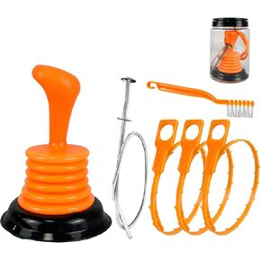 6PC Drain Clog Removal Tools, Hair Catcher Drain Auger Cleaner Tool Set, Drain Plunge, Drain Clog Remover, Drain Snake Hair Remover, Cleaning Brush, For Bathrooms, Kitchens, Sinks, Baths and Showers