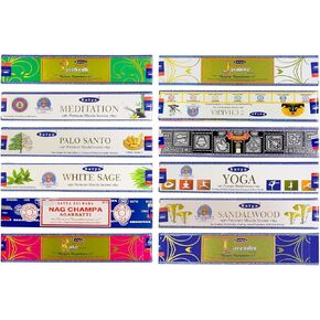 Nature’s Own Incense Sticks Variety Pack of -12 Set Nag Champa, Ayurveda, Nirvana, Tantra, Chakra, White Sage, Money Matrix, Tree of Life, Reiki Power, Mystic, Dragon's Blood, Aura & Ritual, 15g