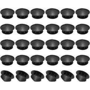 PATIKIL 8mm Diameter Silicone Round Snap, 30 Pcs in Type Locking Furniture Hole Plug Button Wide Protective Cover Fit for 8-9mm Hole for Seal Bulkhead Cylinder, Black