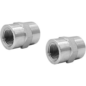 (2-PACK) 5000-08-06 Hydraulic Hose Adapter Fitting 1/2" Female (1/2"-14NPTF) × 3/8" Female (3/8"-18 NPTF) SAE Straight Pipe Joints Connector Carbon Steel