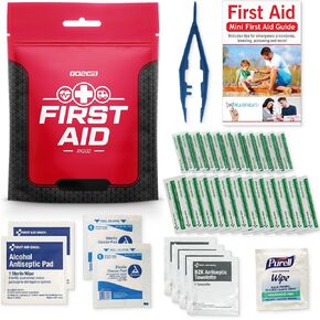 38-Piece First Aid Kit 2.0, Basic Plus Emergency First Aid Kit for Home, Work & Travel, Red, 38 Pieces, 5-Pack
