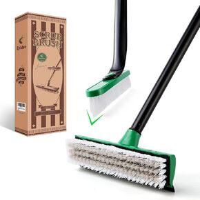 Eyliden Two Types Cleaning Brush Combo, 2-in-1 Floor Brush with Long Handle and 360° Rotating Crevice Gap Brushes Set, Soft Scrape & Stiff Bristles, Corners Kitchen Bathroom Floor Cleaning