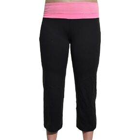 Kirkland Signature Reversible Yoga Capri Pants (Black/Pink, Small)
