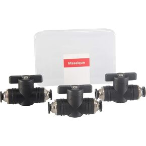 Pneumatic Ball Valve Push to Connect Fitting, 1/4 OD Ball Valve Air Flow Control Valve Quick Connect Union， BVU-1/4 (Pack of 6) (6)