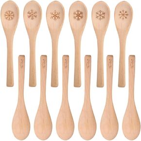 HANSGO Small Wooden Spoons, 6PCS Small Soup Spoons Wooden Spoons for Eating with Honey Coffee Tea Jam Bath Salts, 6"