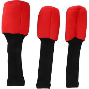 Golf Club Head Covers set of 3, 1 3 5 Golf Club Covers Plush Fabric Golf Driver Head Cover Red Club Head Cover Golf Headcovers for Woods and Driver Fairway Wood Head Covers