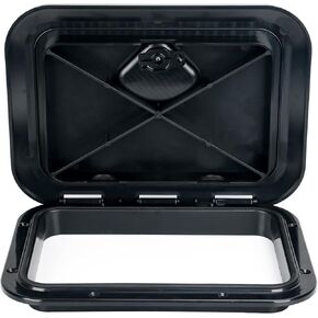 smartmarine Marine Deck Access Hatch 14" Black/White Rectangle Boat Hatch & Lid,Boat Deck Hatch Lids