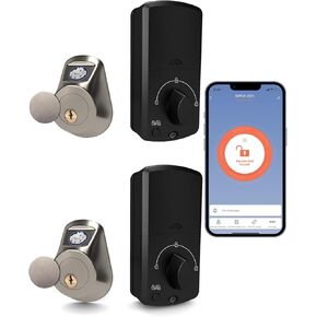 SEPOX® Keyless Smart Lock with Handle Set 2 PCS,Nickel Fingerprint Entry Door Lock with APP Control & Bluetooth Digital Deadbolt Lock,Battery Included, Auto-Lock, Emergency Power & Key Available