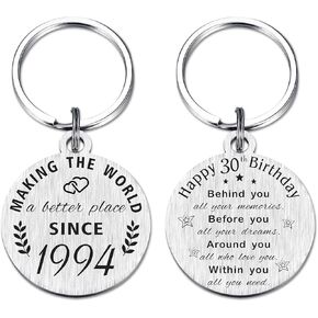 30th Birthday Gifts for Women Men, 30 Year Old Birthday Keychain, Born in 1993 Gifts, 1993 Birthday Decorations