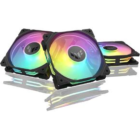 ASUS TUF Gaming TR120 ARGB Fan - Black - Triple Pack Higher Cooling Performance Extra-Thick 28mm Fan Frame, Exclusive Double-Layered LED Matrix Design with 16 Addressable RGB LEDs, Aura Sync