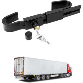QWORK Shipping Container Lock, 9.8" to 17.3" Adjustable Semi-Trailer Box Door Lock, Heavy Duty Steel Cargo Door Lock, Warehouse Door Lock, Site Office Door Lock with 2 Keys and Cover Lid
