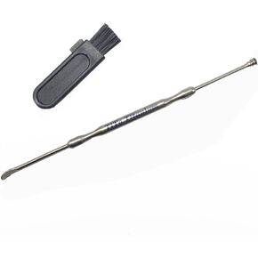 TiTo Titanium Ear Spoon with Two Ends. Titanium Earwax Spoon with The polishing Surface. Never Rust. One Clean Brush Inside. (Style A)