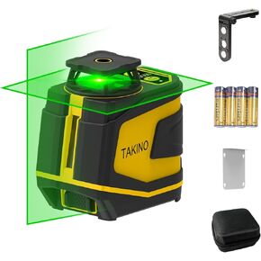Laser Level 360 Self Leveling with Tripod, Green Beam Cross Level Tool with Rechargeable Batteries, 360°Horizontal/Vertical Line for Tile Floor Wall Picture Hanging Construction, Carry Pouch Included