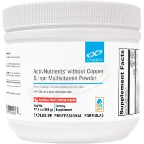 XYMOGEN ActivNutrients Without Copper & Iron Multivitamin Powder - Fruit Punch (12.9 oz)