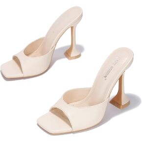 Cape Robbin Lithe Sexy High Heels for Women, Square Open Toe Shoes Heels - Chocolate Size 8