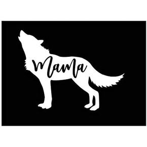Mama Wolf Vinyl Decal | White | Made in USA by Foxtail Decals | for Car Windows, Tablets, Laptops, Water Bottles, etc. | 4.75 x 3.625 inch