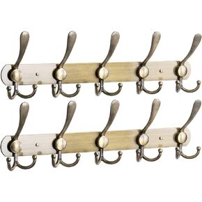NearMoon Coat Rack Wall Mounted-2 Pack, Heavy Duty Bath Towel Hooks Stainless Steel Robe Hooks Holder, Metal Coat Hook for Towel Coat Hat Key Bathroom Bedroom Hotel Entryway (2 Hooks, Bronze)