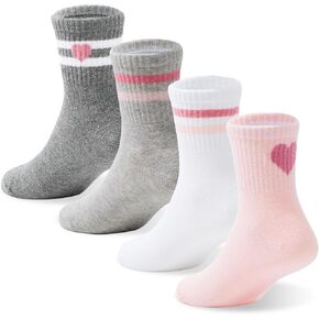 Zando Girls Striped Athletic Socks Kids Soccer Crew Socks School Uniform Cotton Ankle Socks for Toddler