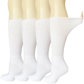Extra Wide Diabetic Socks 2 Pairs Wide Bariatric Socks Non-Binding Hospital Swollen Neuropathy Socks for Men Women