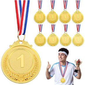 15 Pcs Medals for Awards, Olympic Gold, Silver, and Bronze Medals, Olympics Party Decorations Medals for Kids Fun Run Race, Fantasy Football League and Throw a Paper Plate Like a Frisbee
