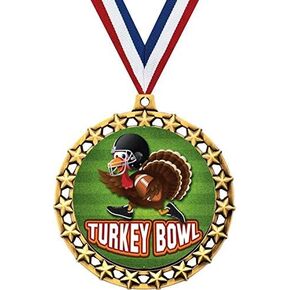 Turkey Bowl Medal, 2 1/2" Galaxy Star Turkey Bowl Medals, Great Turkey Awards Prime