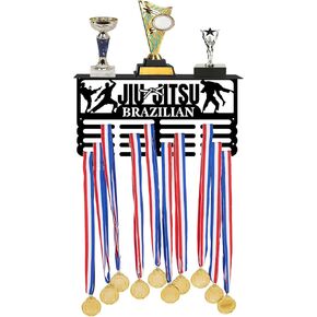 SUPERDANT Brazilian Jiu-Jitsu Medal Trophy Hanger Rack BJJ Trophy and Medal Display Shelf Medal Holder Trophy Shelf Metal Medal Hanger Display with Shelf Stand for Medalist Gift for Athletes 40x20cm