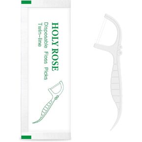 Holy rose Double Line Dental Flossers 200 Count，Each Individually Wrapped, Floss Stick 2 Bag Mint Flavour Suitable For Travel Hotel Restaurant Office Car Dental Floss,Floss Picks Oral Care Teeth Clean