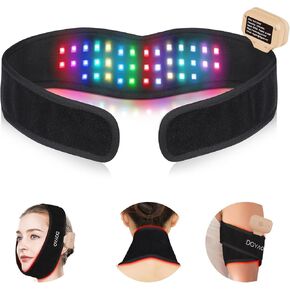 Cordless Infrared Red Light Therapy for Neck Chin Belt Hot Compress Heating Device Relieve Sore Jaw Muscles Joint Facial Swelling Tightening Lifting Slimming Portable Wearable Wrap Band at Home