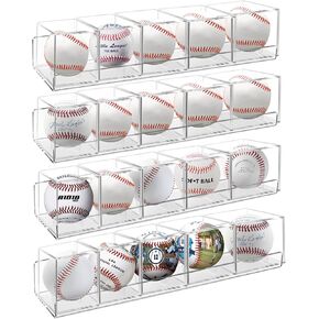 tutata Acrylic Baseball Display Shelves for Baseball Display Case, 20 Balls Display-4 Pack Baseball Holder Rack Wall Mount