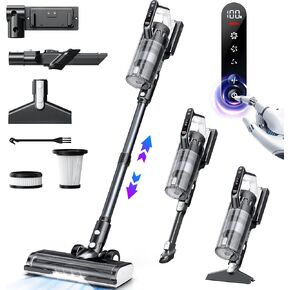 Cordless Vacuum Cleaner, 23000pa Powerful Lightweight Stick Vac with LED Headlights, 45 Minutes Runtime, 3 Modes, Handheld Vacuums for Home, Carpet, Hardwood, and Pet Hair (Pink)