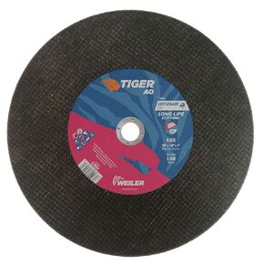 Weiler 57097 20-Inch Cutting Wheel, Tiger AO Steel/Metal Long Life, Performance Cutting, 1/8" A30S Type 1 1" Arbor (Pack of 10)