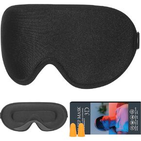 ASLLRISON Sleep Mask for Side Sleeper Women MenZero Eye Pressure 3D Sleeping Mask, 100% Light Blocking Patented Design Night Blindfold (Black)