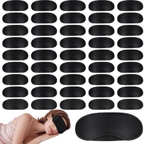 50 Pieces Eye Mask Sleep Masks,4 Layers Blindfold Sleeping Masks for Kids Women Men,Mask Bulk with Nose Pad and and Adjustable Strap for Travel Sleep or Party Supplies(Black)